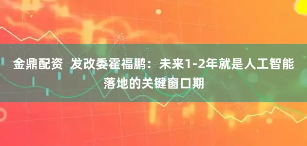 金鼎配资  发改委霍福鹏：未来1-2年就是人工智能落地的关键窗口期